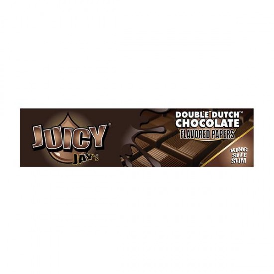24 Juicy Jay King Size Flavoured Slim Rolling Paper - Full Box - Flavour: Double Dutch Chocolate