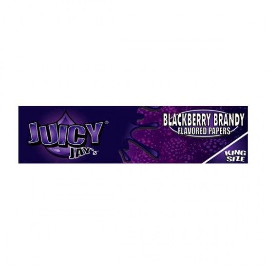 24 Juicy Jay King Size Flavoured Slim Rolling Paper - Full Box - Flavour: Blackberry Brandy