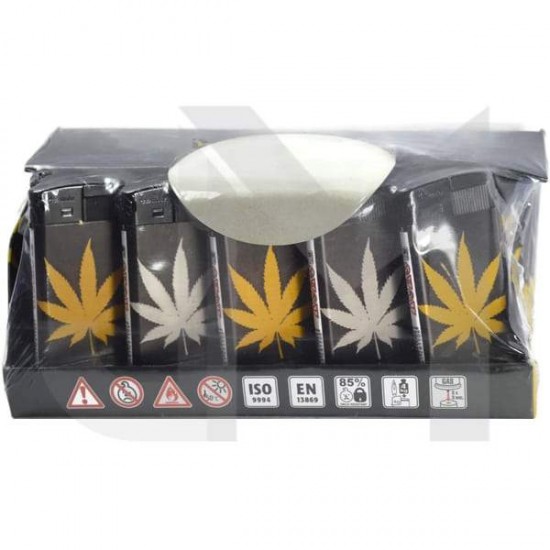 4Smoke Refillable Flat Printed Lighters 25 Pack - XHD8111 - Design: Leaf