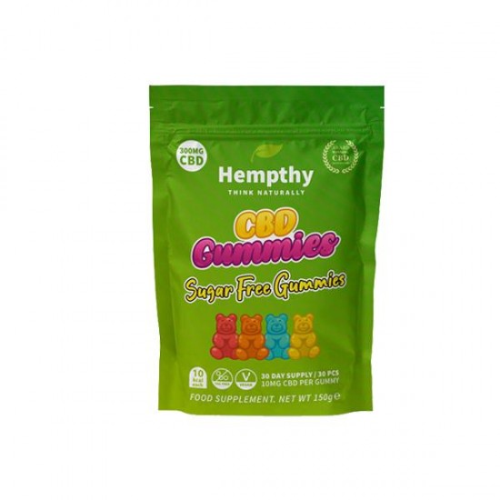 Hempthy 300mg CBD Gummies 30 Ct Pouch - Flavour: Sugar Free Gummies