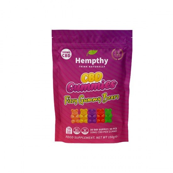 Hempthy 300mg CBD Gummies 30 Ct Pouch - Flavour: Fizzy Gummy Bears