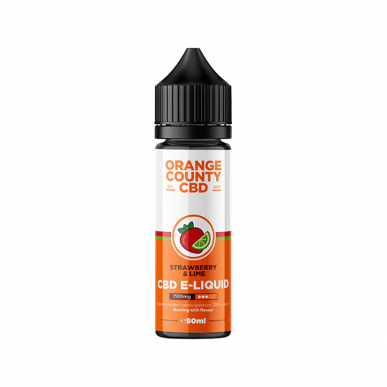 Orange County CBD 1500mg Broad Spectrum CBD E-liquid 50ml (50VG/50PG) - Flavour: Strawberry & Lime