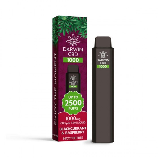 Darwin CBD 1000 Disposable Vape Device 2500 Puffs - Flavour: Blackcurrant Raspberry