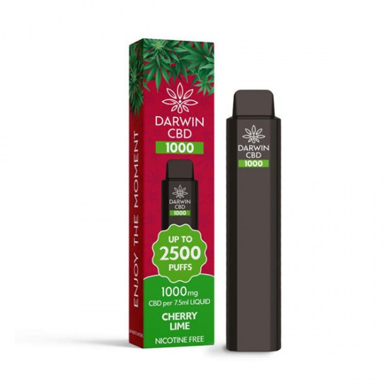 Darwin CBD 1000 Disposable Vape Device 2500 Puffs - Flavour: Cherry Lime