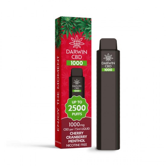 Darwin CBD 1000 Disposable Vape Device 2500 Puffs - Flavour: Cherry Cranberry Menthol