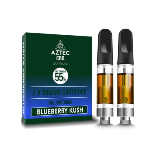 Aztec CBD 2 x 1000mg Cartridge Kit - 1ml - Flavour: Blueberry Kush