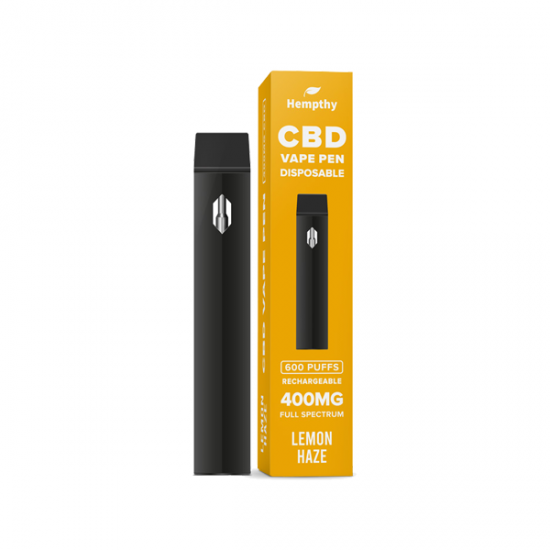 Hempthy 400mg CBD Disposable Vape Pen 600 Puffs - Flavour: Lemon Haze