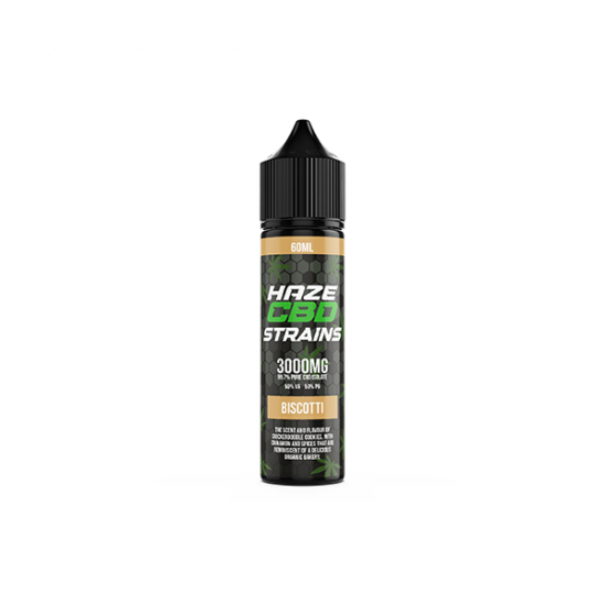 Haze CBD Strains 3000mg CBD E-Liquid 50ml Shortfill 0mg (50VG/50PG) - Flavour: Biscotti