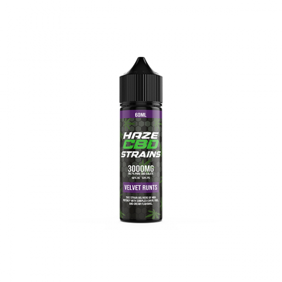 Haze CBD Strains 3000mg CBD E-Liquid 50ml Shortfill 0mg (50VG/50PG) - Flavour: Velvet Runts