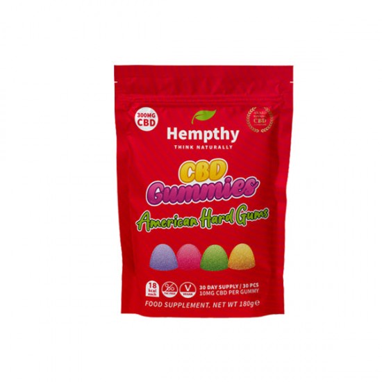 Hempthy 300mg CBD Gummies 30 Ct Pouch - Flavour: American Hard Gums