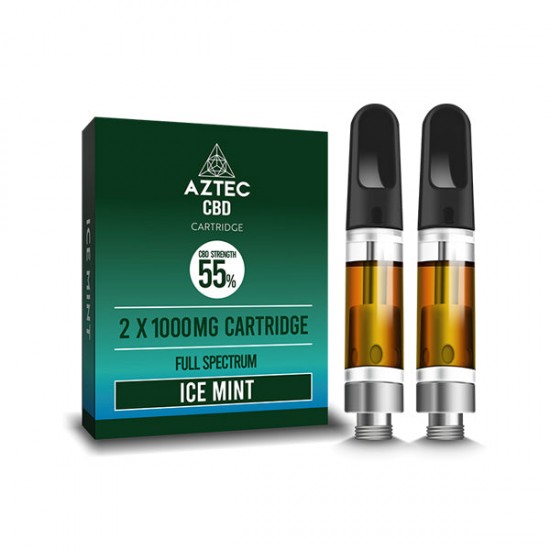 Aztec CBD 2 x 1000mg Cartridge Kit - 1ml - Flavour: Ice Mint