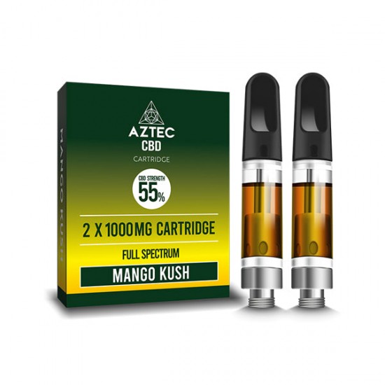Aztec CBD 2 x 1000mg Cartridge Kit - 1ml - Flavour: Mango Kush