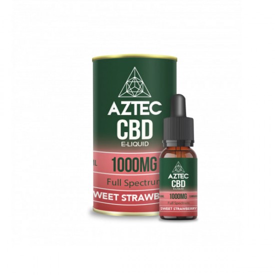 Aztec CBD 1000mg CBD Vaping Liquid 10ml (50PG/50VG) - Flavour: Sweet Strawberry