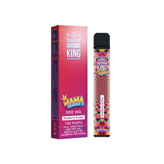 Aroma King Mama Huana 500mg CBD Disposable Vape Device 700 Puffs - Flavour: Raspberry Sorbet