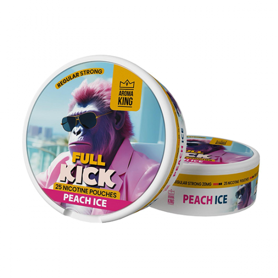20mg Aroma King Full Kick Nicotine Pouches - 25 Pouches - Flavour: Peach Ice