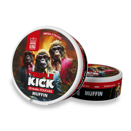 100mg Aroma King Triple Kick NoNic Pouches - 25 Pouches - Flavour: Muffin