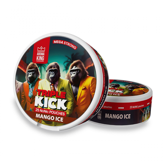 100mg Aroma King Triple Kick NoNic Pouches - 25 Pouches - Flavour: Mango Ice