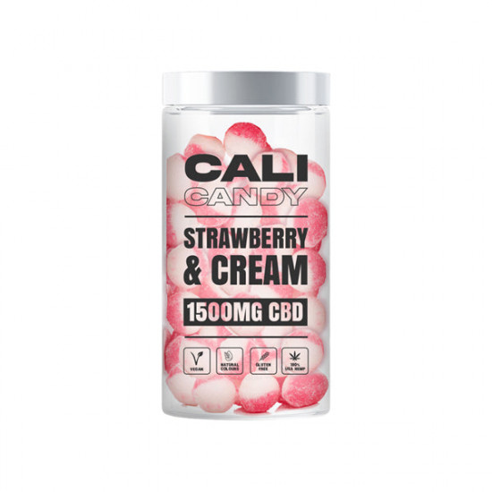 CALI CANDY 1600mg CBD Vegan Sweets (Large) - 10 Flavours - Flavour: Strawberry & Cream