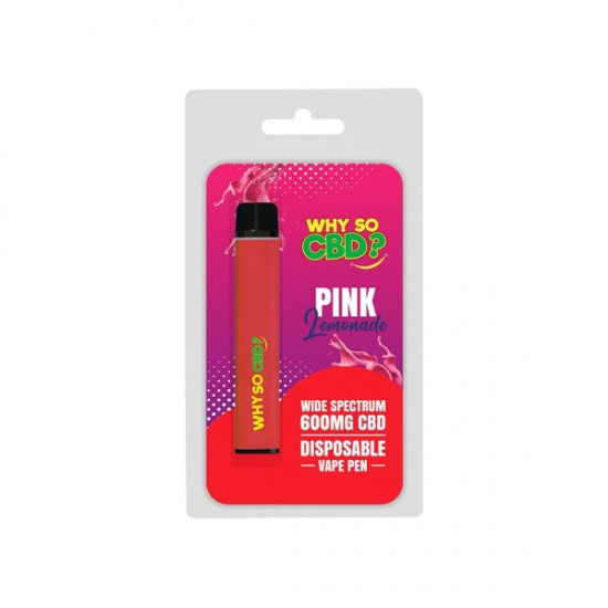 Why So CBD? 600mg Wide Spectrum CBD Disposable Vape Pen - 12 Flavours - Flavour: Pink Lemonade