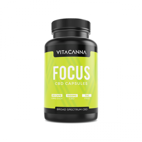 Vita Canna 1000mg Broad Spectrum CBD Vegan Capsules - 50 Caps - Flavour: Focus
