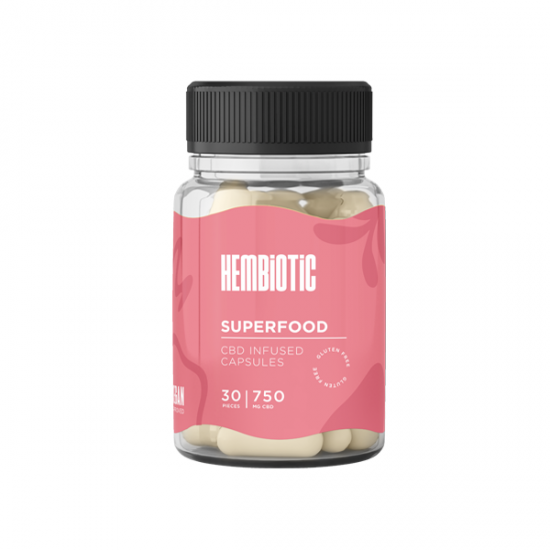 Hembiotic 750mg CBD Capsules - 30 Caps - Flavour: Superfood