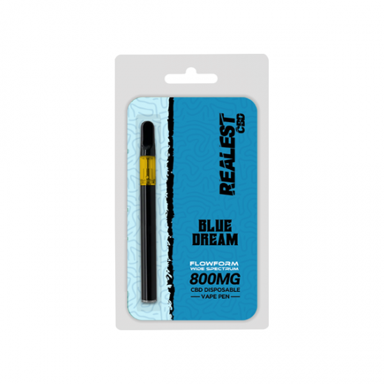 Realest CBD 800mg Flowform Wide Spectrum CBD Disposable Vape Pen 170 Puffs (BUY 1 GET 1 FREE) - Flavour: Blue Dream