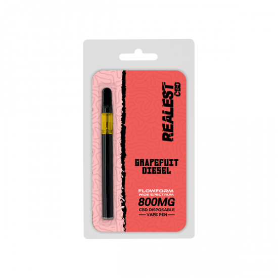 Realest CBD 800mg Flowform Wide Spectrum CBD Disposable Vape Pen 170 Puffs (BUY 1 GET 1 FREE) - Flavour: Grape Fruit Diesel