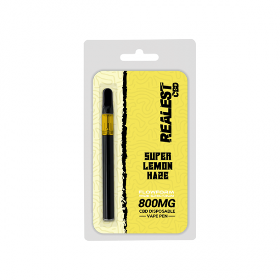 Realest CBD 800mg Flowform Wide Spectrum CBD Disposable Vape Pen 170 Puffs (BUY 1 GET 1 FREE) - Flavour: Super Lemon Haze