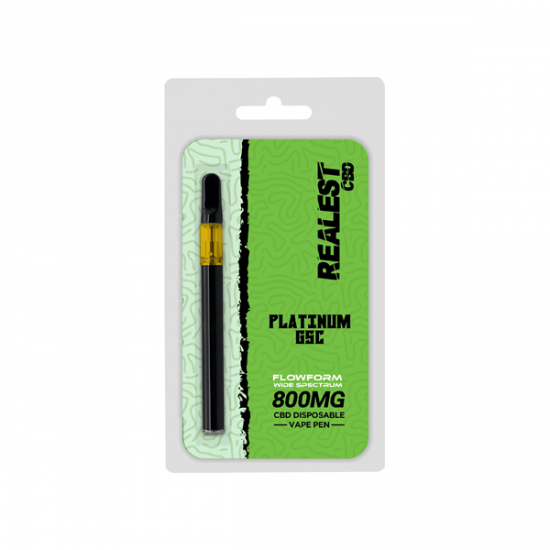 Realest CBD 800mg Flowform Wide Spectrum CBD Disposable Vape Pen 170 Puffs (BUY 1 GET 1 FREE) - Flavour: Platinum GSC