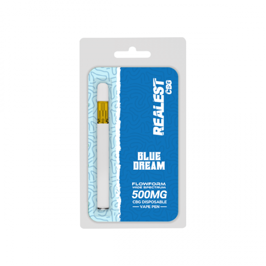 Realest CBG 500mg Flowform Wide Spectrum CBG Disposable Vape Pen 170 Puffs (BUY 1 GET 1 FREE) - Flavour: Blue Dream
