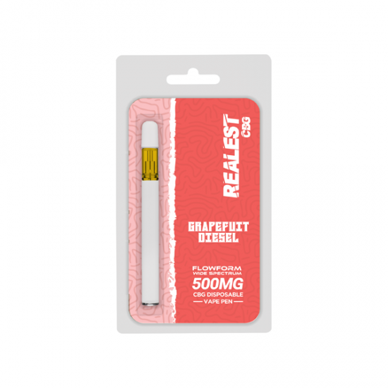 Realest CBG 500mg Flowform Wide Spectrum CBG Disposable Vape Pen 170 Puffs (BUY 1 GET 1 FREE) - Flavour: Grape Fruit Diesel