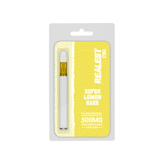 Realest CBG 500mg Flowform Wide Spectrum CBG Disposable Vape Pen 170 Puffs (BUY 1 GET 1 FREE) - Flavour: Super Lemon Haze