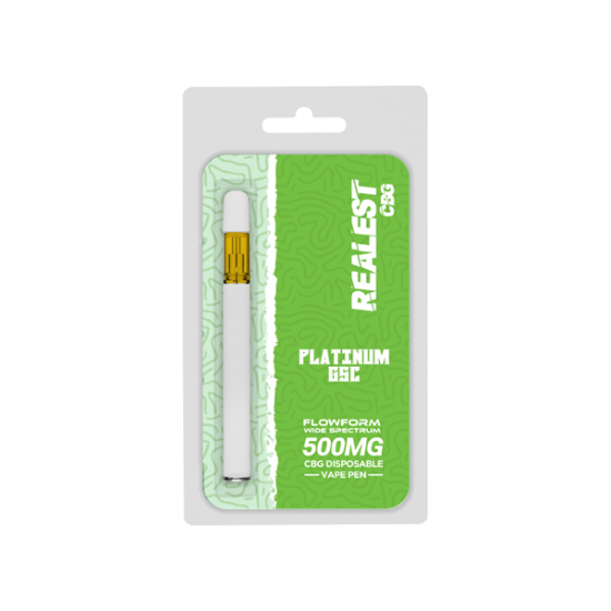 Realest CBG 500mg Flowform Wide Spectrum CBG Disposable Vape Pen 170 Puffs (BUY 1 GET 1 FREE) - Flavour: Platinum GSC