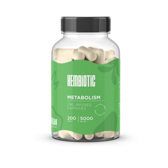 Hembiotic 5000mg Bulk CBD Capsules - 200 Caps - Flavour: Metabolism